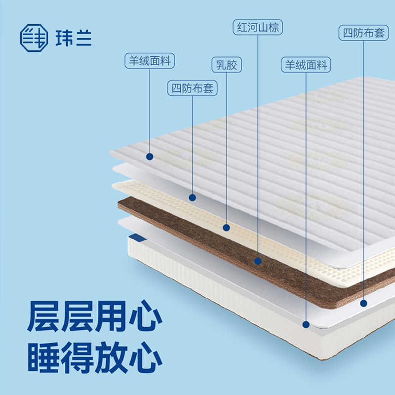 玮兰山棕床垫天然乳胶棕榈垫护脊全拆洗软硬全山棕红河透气棕垫l3 - 图2