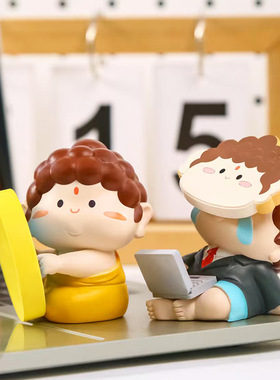 创意古风小佛祖上班记树脂公仔盲盒桌面装饰品工位小摆件礼物