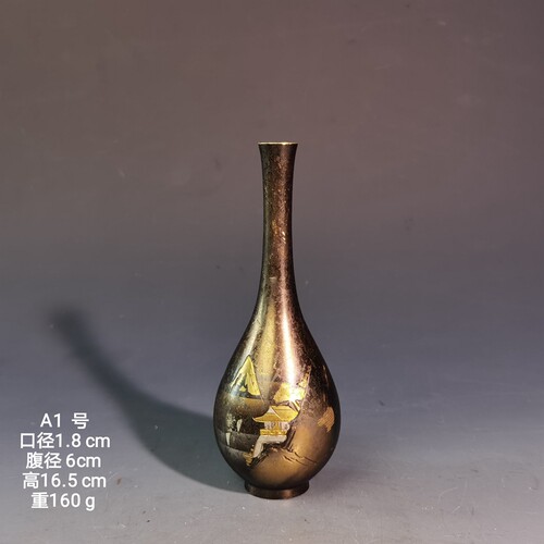 11月3日本进口回流高岗铜器铜花瓶花器插花花艺摆件观音瓶各样式A - 图0