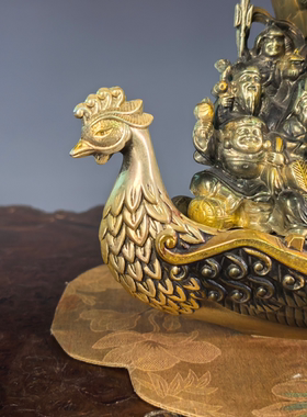 日本凤凰七福神禅意合金摆件