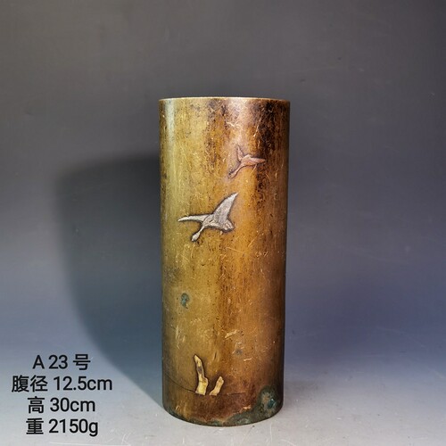 11月3日本进口回流高岗铜器铜花瓶花器插花花艺摆件观音瓶各样式A - 图3