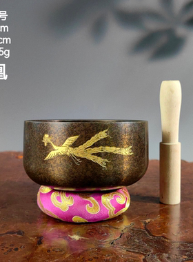 日本塗金铜钵摆件铜制禅意古典