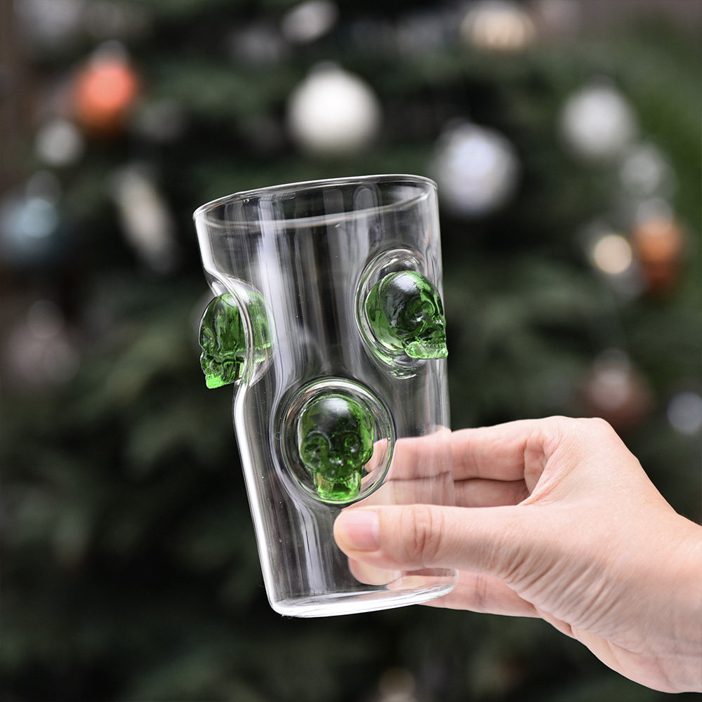 创意骷髅头玻璃杯家用大容量啤酒杯喝水杯子牛奶果汁饮料早餐杯,淘宝优惠券,粉丝福利购,淘宝优惠卷