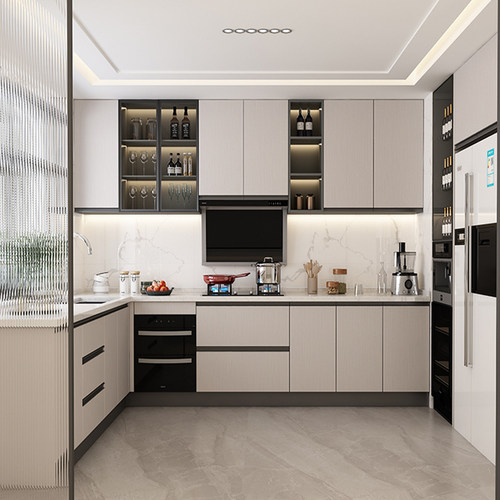 金牌厨柜整体橱柜定制厨房石英石台面订制灶台柜开放式装修家用 - 图3