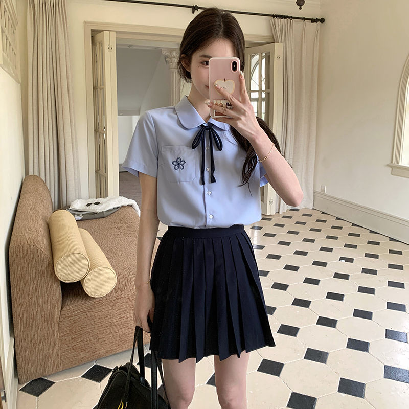 东京岁时记jk制服衬衫上衣短袖衬衫女短裙重要场合小衫衬衣百褶裙 - 图1