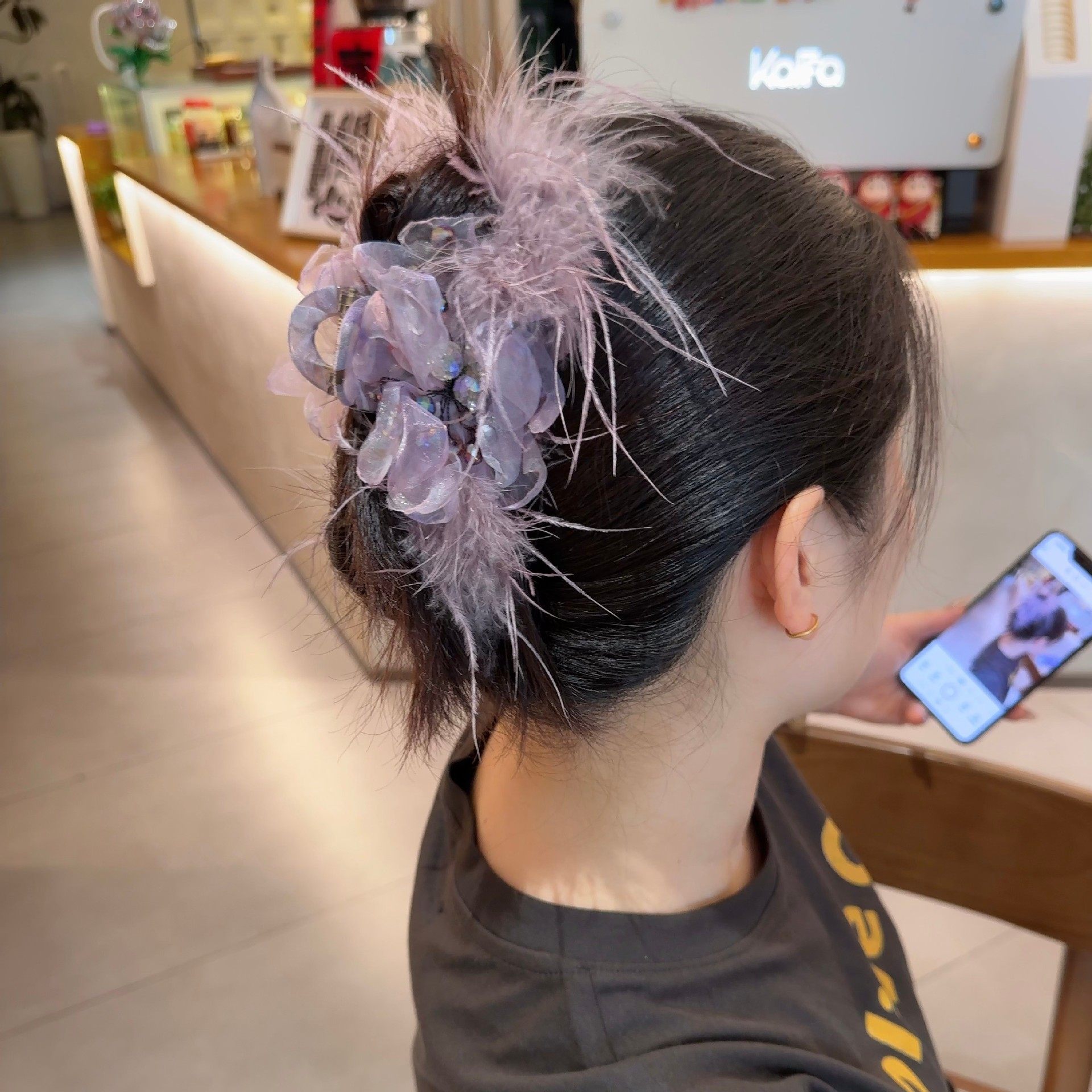 韩国东大门新品重工抓夹手工水晶轻奢毛毛后脑勺高级感盘发鲨鱼夹,淘宝优惠券,粉丝福利购,淘宝优惠卷