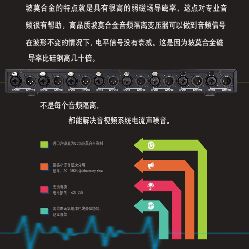 GL808音频隔离器8进8出8路音响滤波器隔离变压器灯光干扰机架定制 - 图0