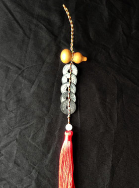 桃木葫芦铃铛黄铜五帝仿清代