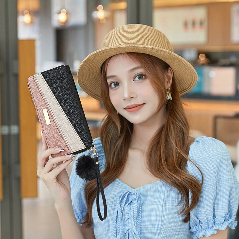 2023年新款铁片荔枝纹撞色长款单拉钱包可爱高颜值零钱包一件代发,淘宝优惠券,粉丝福利购,淘宝优惠卷