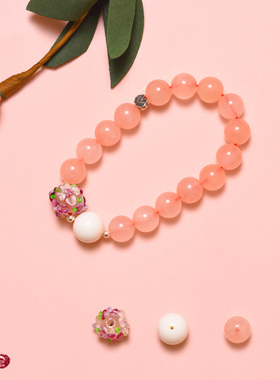 手链塔菲饰物天然粉晶手串森系女