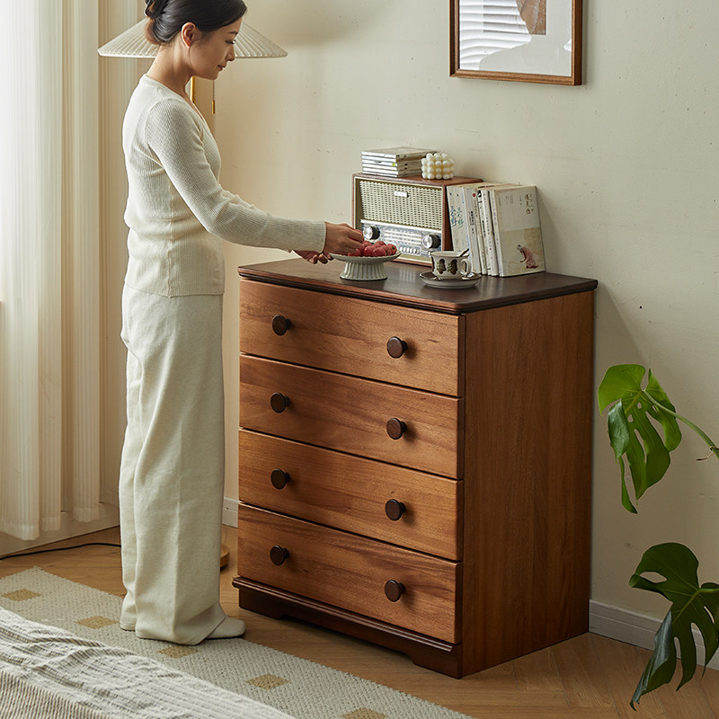 金多喜中古风实木斗柜复古小户型卧室床尾储物收纳柜转角落地边柜,淘宝优惠券,粉丝福利购,淘宝优惠卷