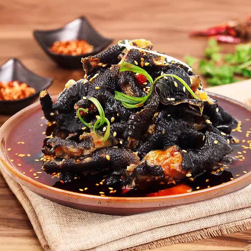 春之源麻辣鸡爪40包*250g去骨黑鸡脚凤爪脱骨鸡爪解冻即食 - 图0