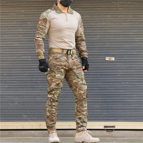 春秋工作服耐磨小脚工装战术裤户外迷彩服套装修身休闲透气工装裤 - 图1