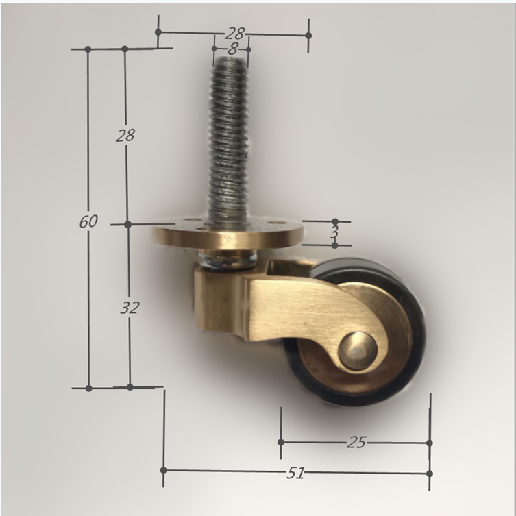 纯铜脚轮沙发桌椅家具脚轮小万向轮重型静音转向轮1.5寸2寸万向轮-图0