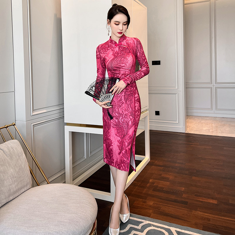 国风复古印花年轻款改良旗袍连衣裙 奈安服饰旗袍