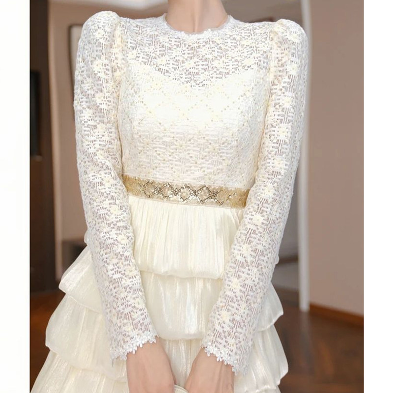 小洋装富家千金巨好看蕾丝连衣裙女精致名媛风收腰显瘦长袖蛋糕裙,淘宝优惠券,粉丝福利购,淘宝优惠卷