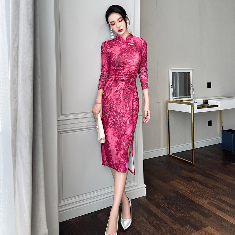 国风复古印花年轻款改良旗袍连衣裙 奈安服饰旗袍