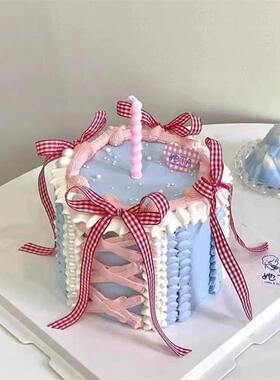 二次元跳舞仙女网红仿真蛋糕模型加高新款ins芭蕾蝴蝶结生日模具