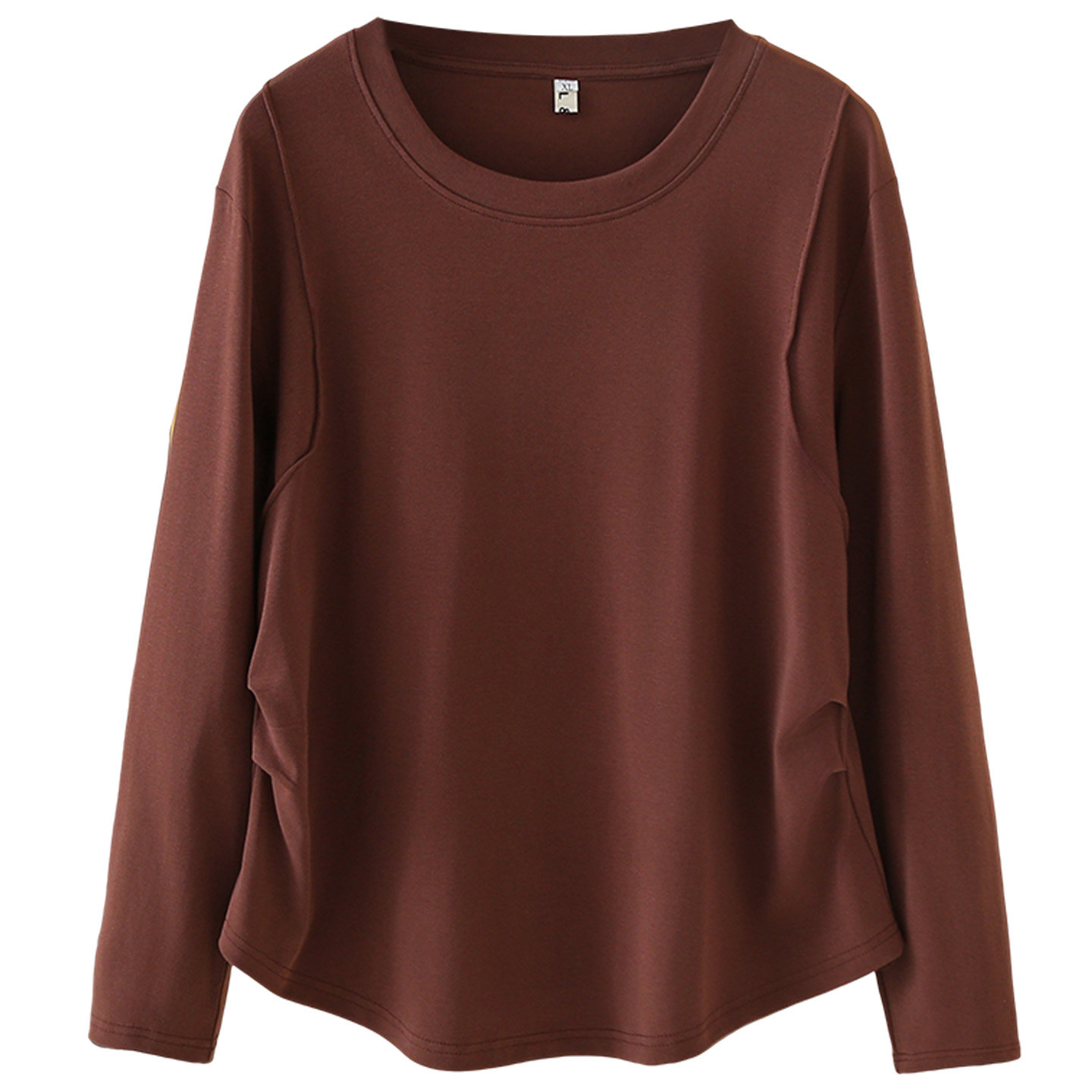 大码长袖t恤上衣女2025秋季高档中年胖妈妈装双侧褶皱显瘦打底衫,淘宝优惠券,粉丝福利购,淘宝优惠卷