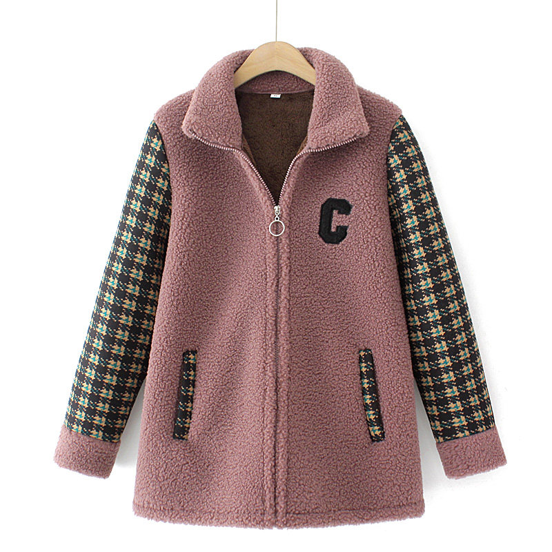 加绒加厚毛呢外套秋冬大码女装中老年胖妈妈冬季拼接保暖棉衣棉服,淘宝优惠券,粉丝福利购,淘宝优惠卷