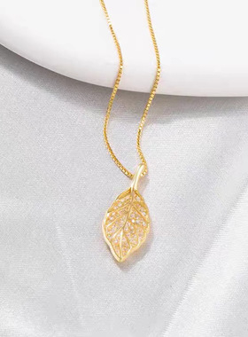 【Mirai】S925纯银金枝玉叶项链百搭时尚ins轻奢气质树叶锁骨链