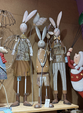 美式乡村复古铁艺兔子天使装饰摆件室内户外庭院花园小院民宿摆设