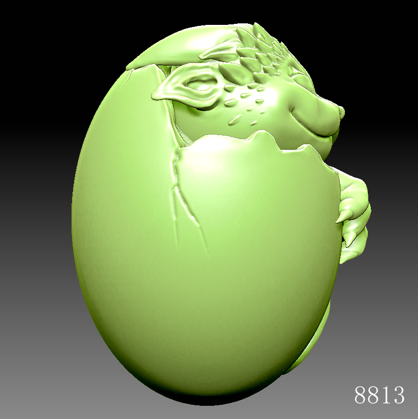 龙蛋编号8813圆雕图3d打印模型三维立体图stlobj格式雕刻图 - 图0