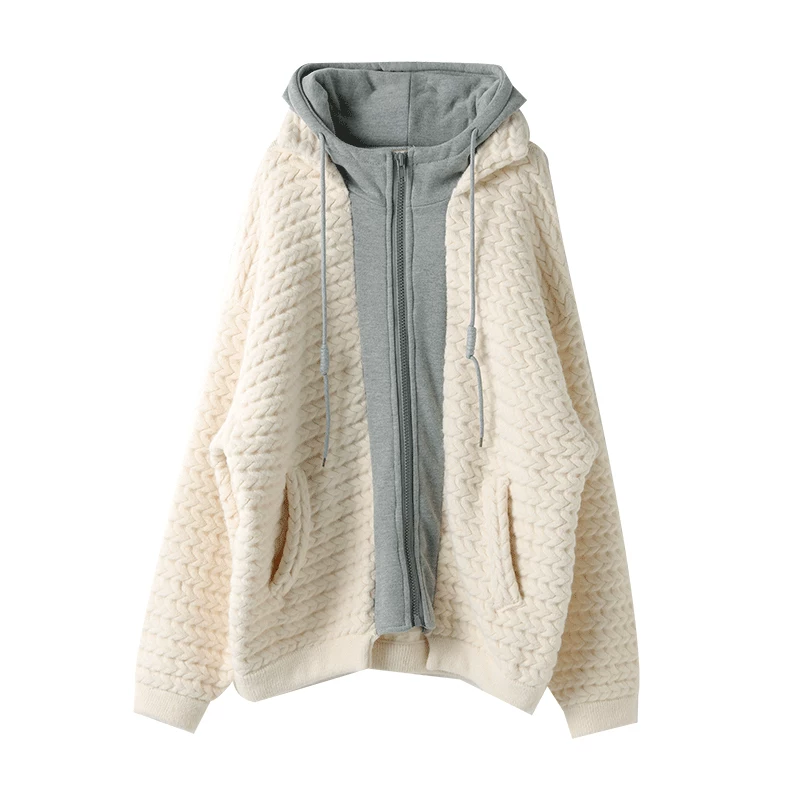 宝诗黎 Hoody, knitted demi-season jacket, increased thickness, 2021 years, Korean style, bright catchy style