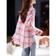 Boucherry mid-length embroidered plaid shirt