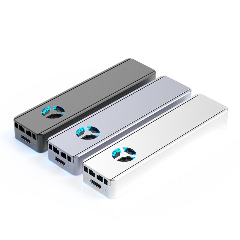 兼容雷电3NVME硬盘转USB3.1Type-c移动硬盘盒带风扇散热片RGB炫光-图1