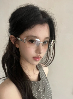 千禧风无框金属水银色太阳眼镜女高级网感拍照日常个性时髦墨镜潮