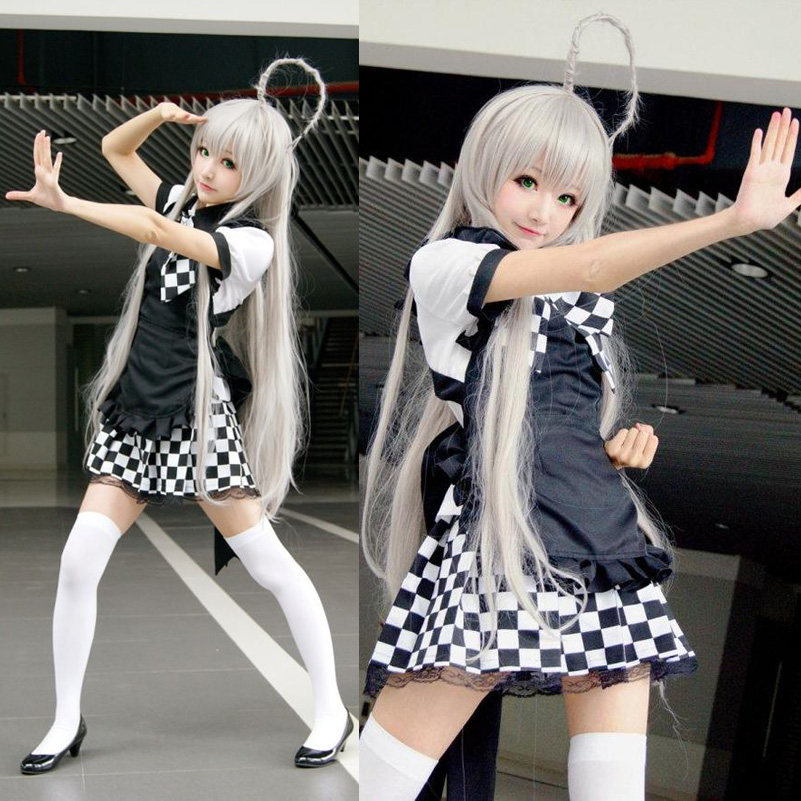 潜行吧奈亚子COS服动漫cosplay服装女装黑白格子女仆女佣装假发_虎窝淘