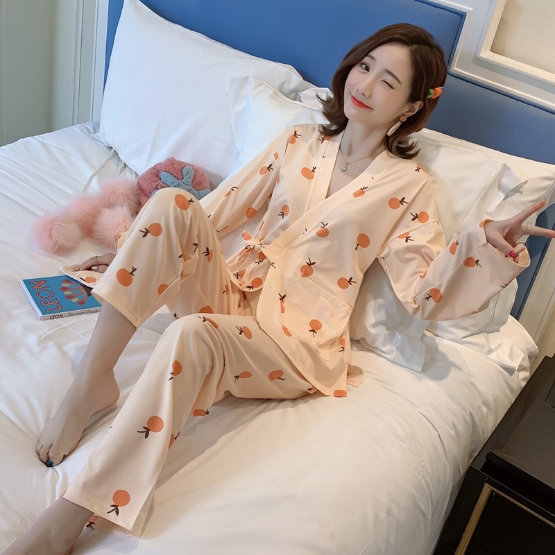 春秋季长袖和服甜美可爱柚子睡衣 萨妮服饰睡衣/家居服套装