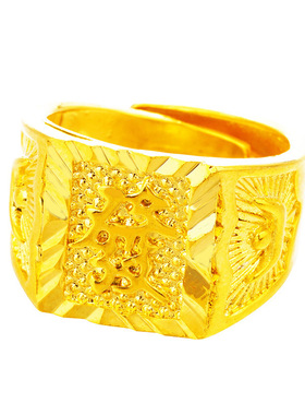 沙金开口男士戒指纯黄铜镀真金