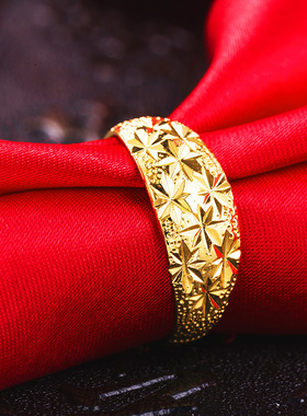 久不掉色满天星越南沙金开口戒指