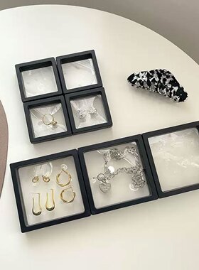 透明首饰珠宝项链收纳盒首饰盒防氧化悬浮盒PE薄膜文玩饰品展示盒