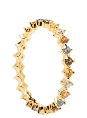 PDS925银欧美轻奢风彩虹钻戒