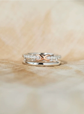 双层无限循环分色时尚情侣款戒指