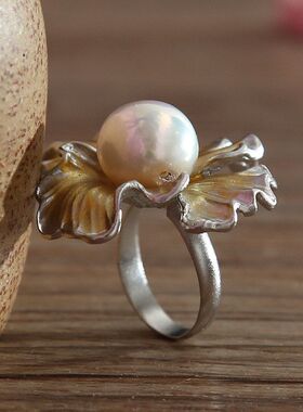 复古荷叶边银色925新女戒指设计