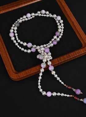 旗袍中古风百搭外套新中式珍珠流苏饰品国潮套配饰琉璃项链长款