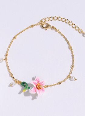 百合花树枝手链甜美气质优雅森系