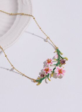 【奢华款】百合花树枝珍珠金色项链