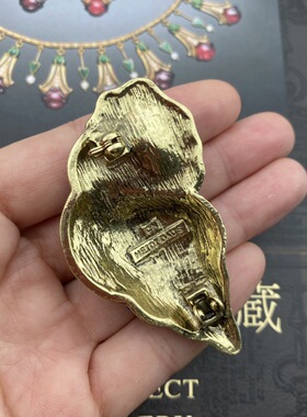 【孤品清仓特价】vintage珐琅捷克钻蓝色莱茵石镶海洋HD海螺胸针