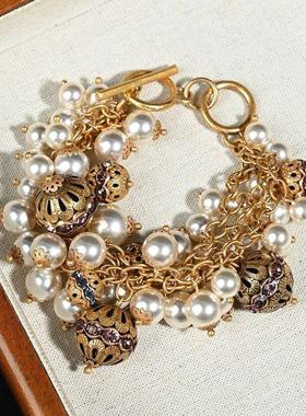 复古风重工钻球锁骨欧美套装跨境