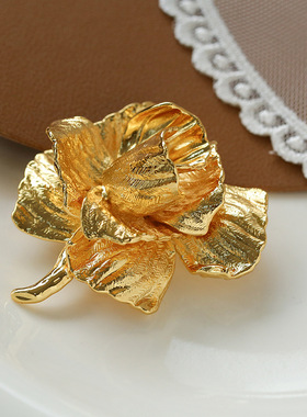 古董玫瑰花胸针女欧美中古气质时髦潮流大衣西服胸针配饰