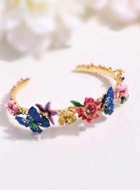梦幻花园系列珐琅蓝色蝴蝶红色