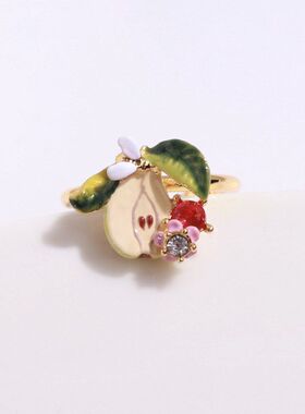 果色物语系列切开的梨子开口戒指