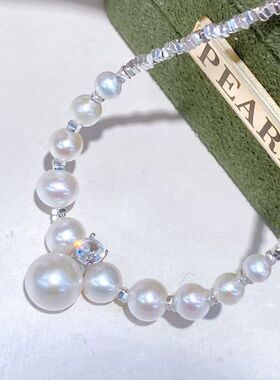 款月牙纯银方钻款法式轻奢颈链