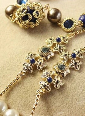 高端欧美时尚饰品重工长项链 双面宫廷长款毛衣项链