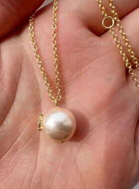 法式复古轻奢珍珠吊坠项链女夏18K金细链百搭气质ins风小众设计感